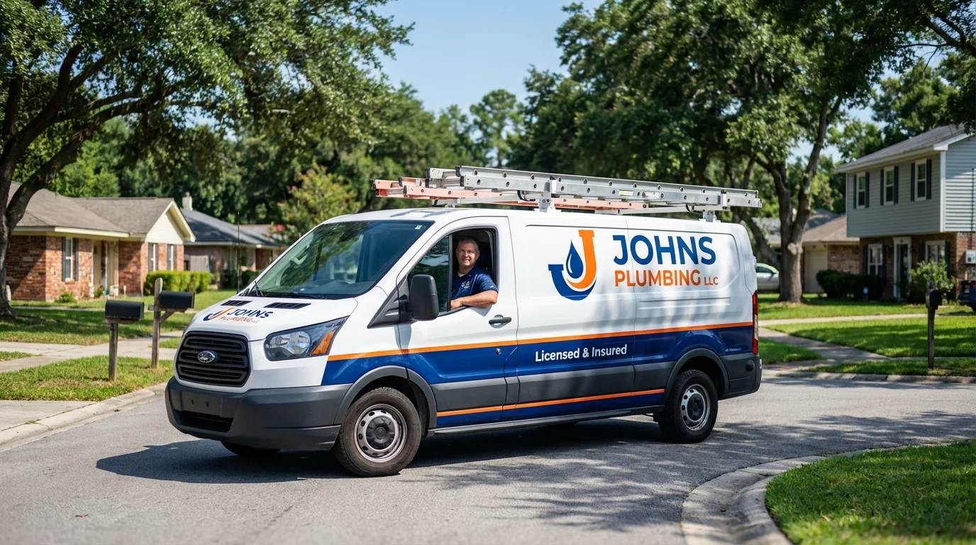 Johns Plumbing LLC service van in Woodstock, VA